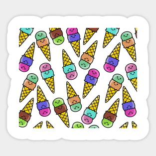 Cute Kawaii 2 scoop Ice Cream Cones Pattern Sticker